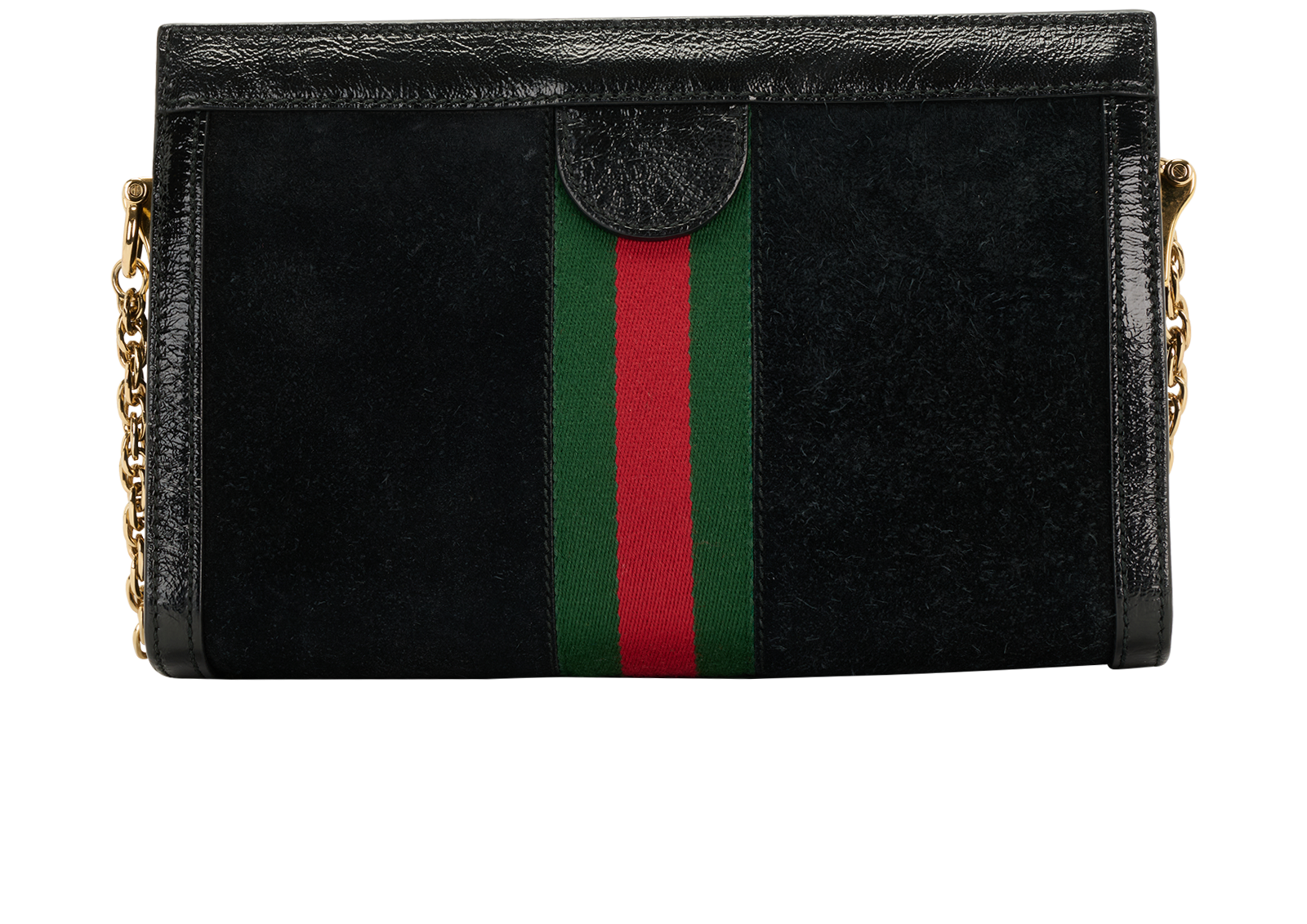 Ophidia Chain Shoulder Bag, &pound;450, Handbags, Black, Suede, Back view